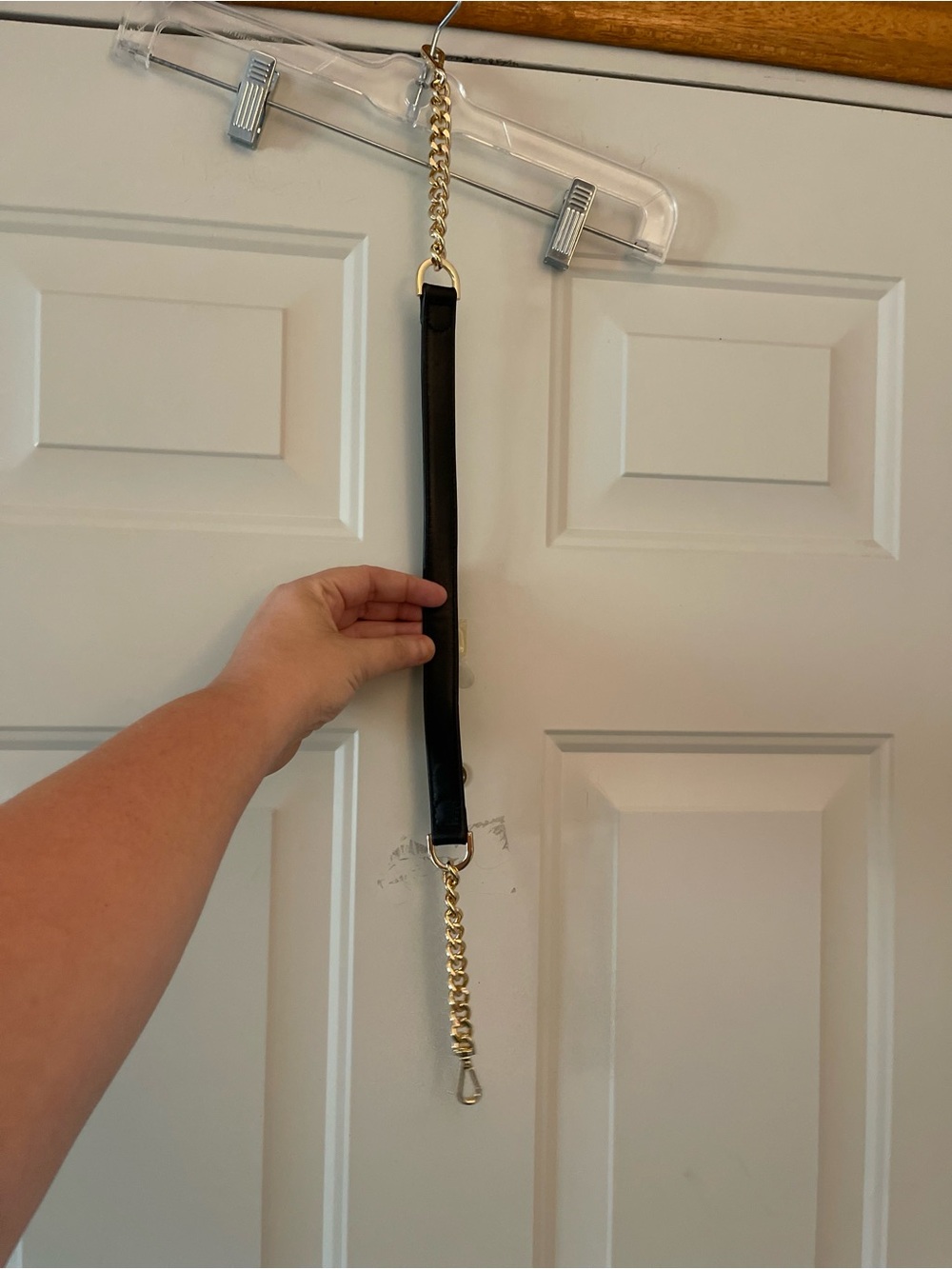Michael Kors Black Leather/Gold Strap/ Clutch/wallet Strap/Extender 22”